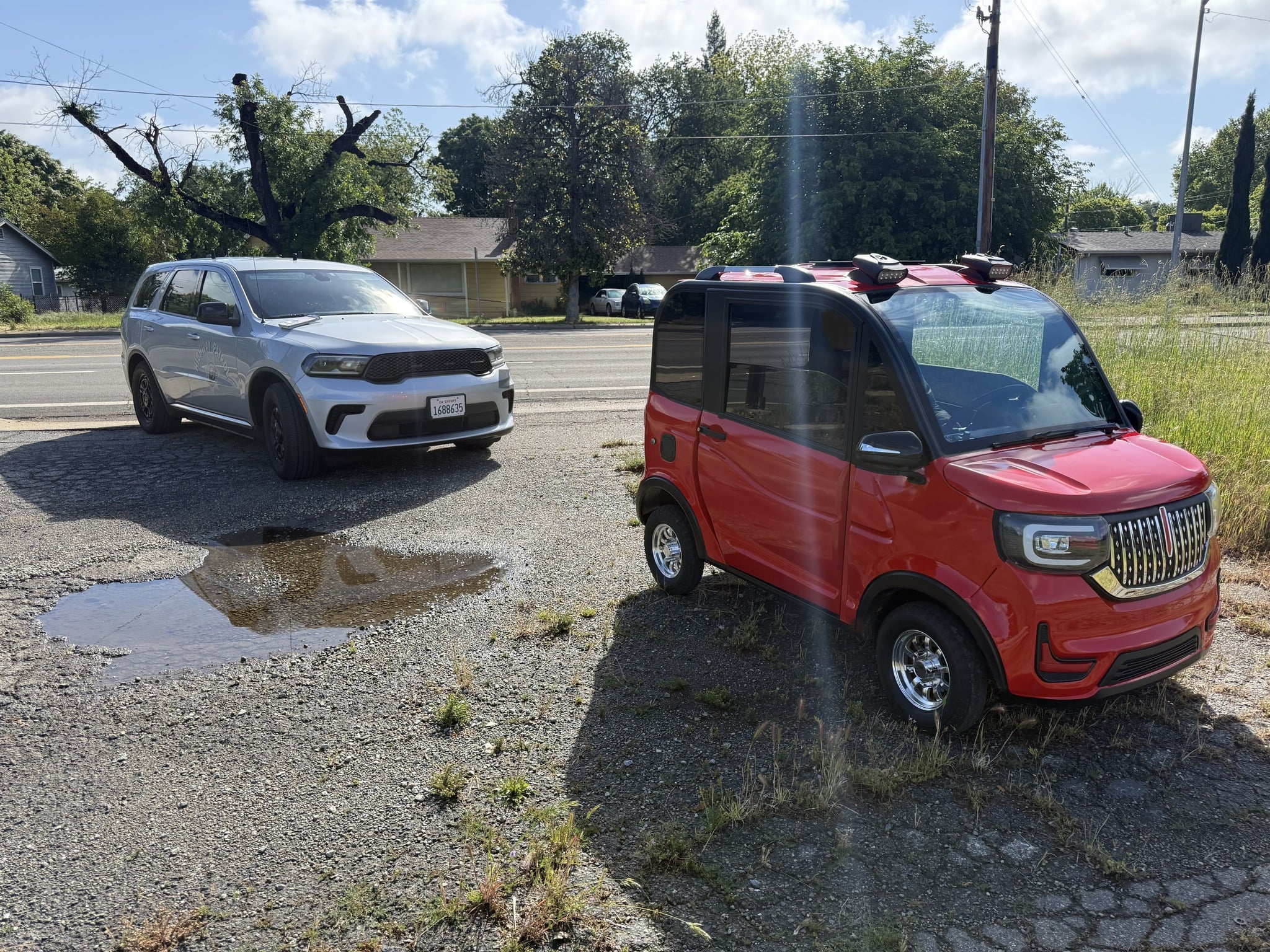 tiny car pulled over in california