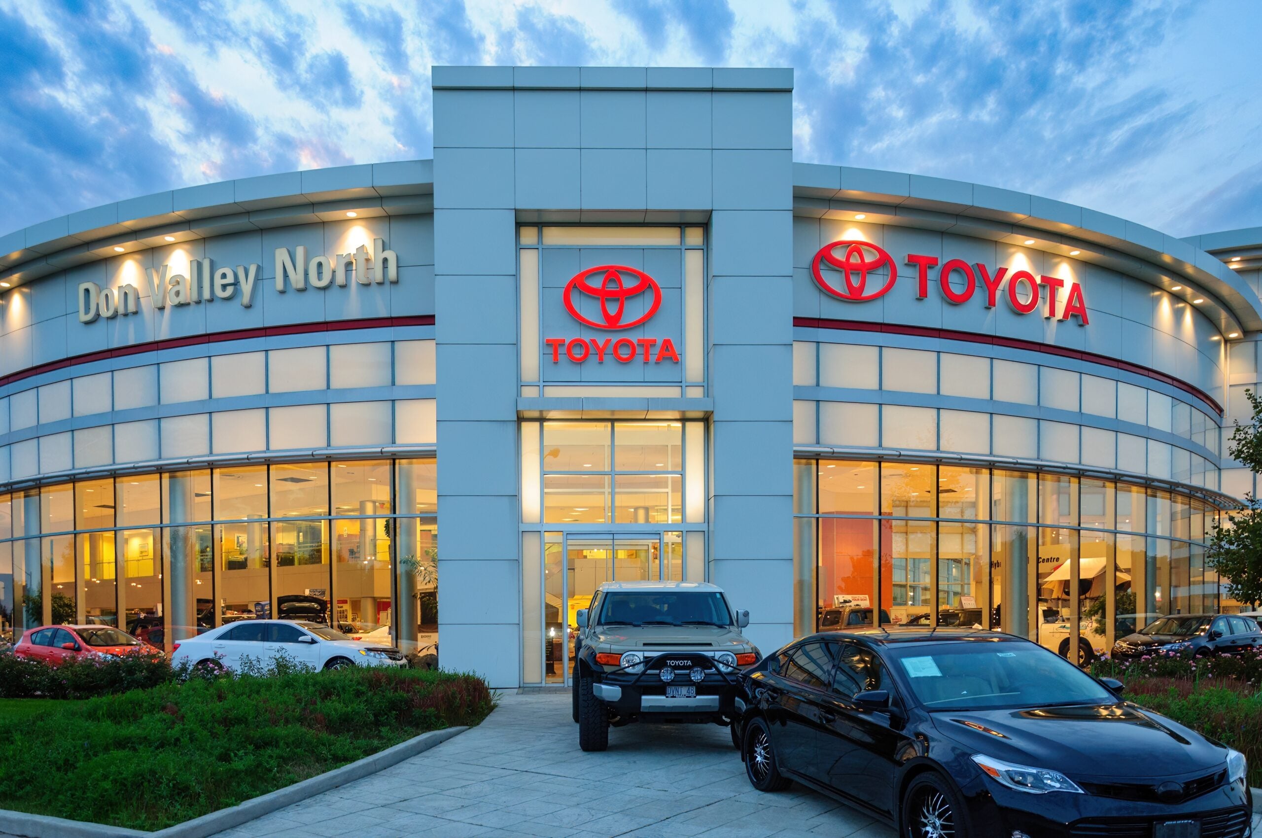 toyota dealership at night