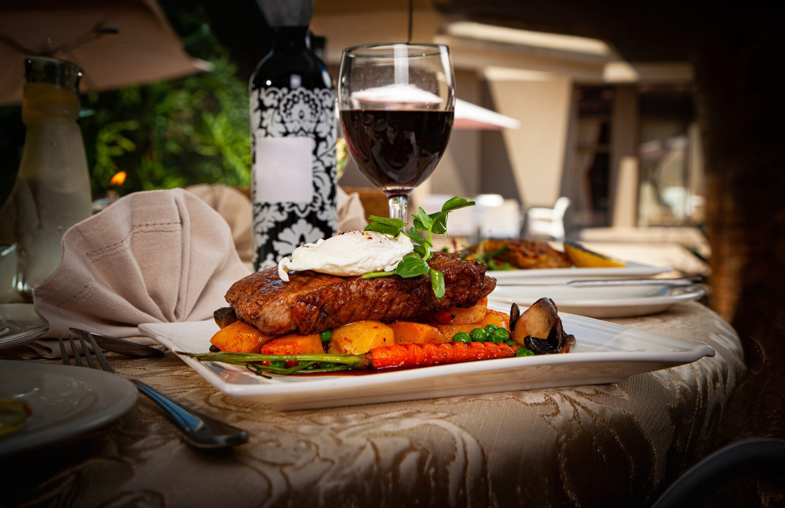 Plate of food restaurant setup