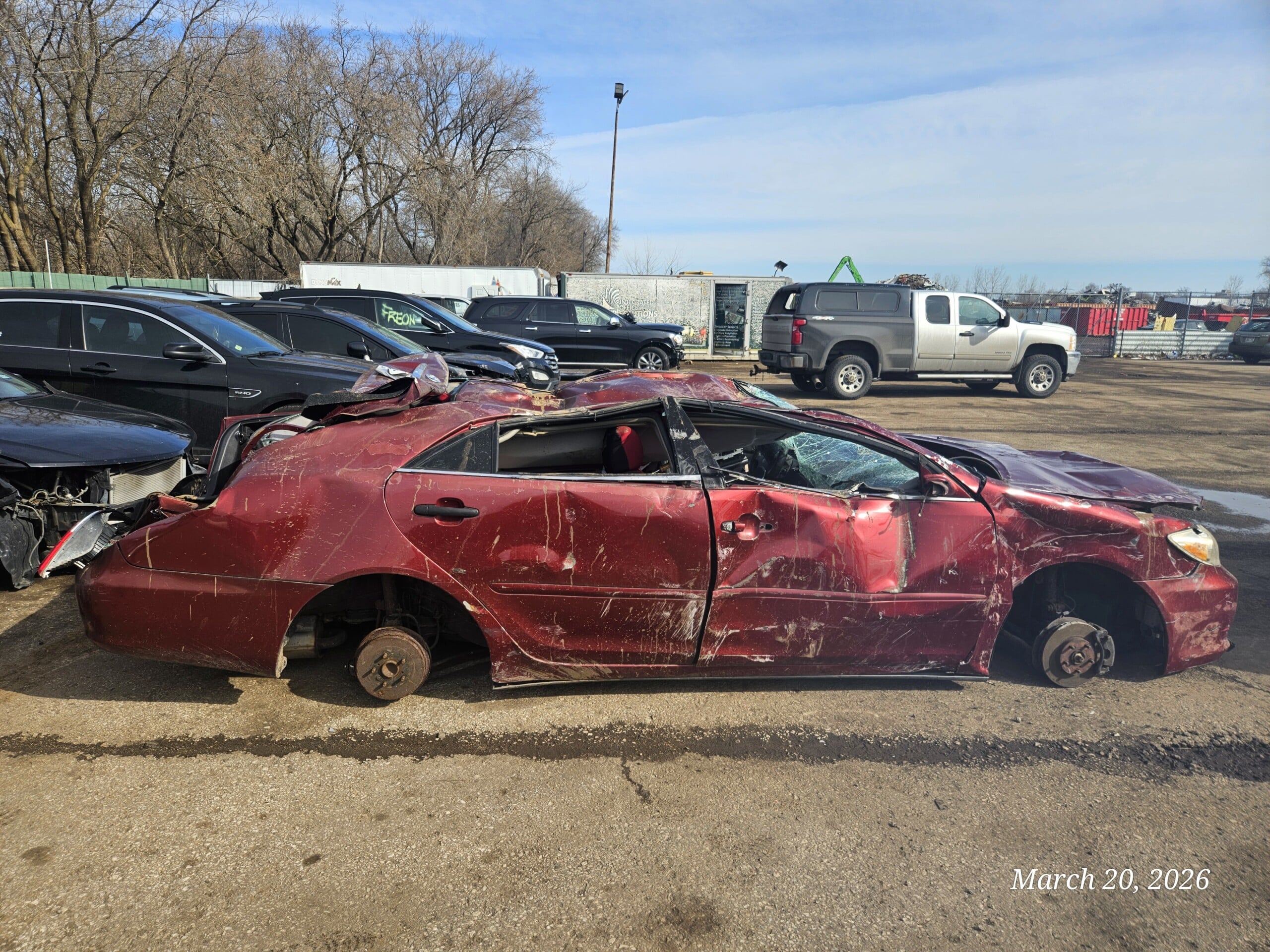 tina's car crushed