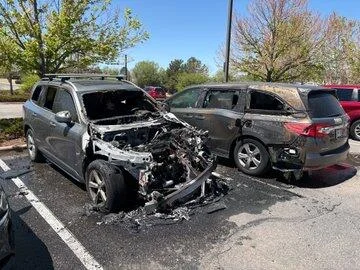 volvo suv on fire