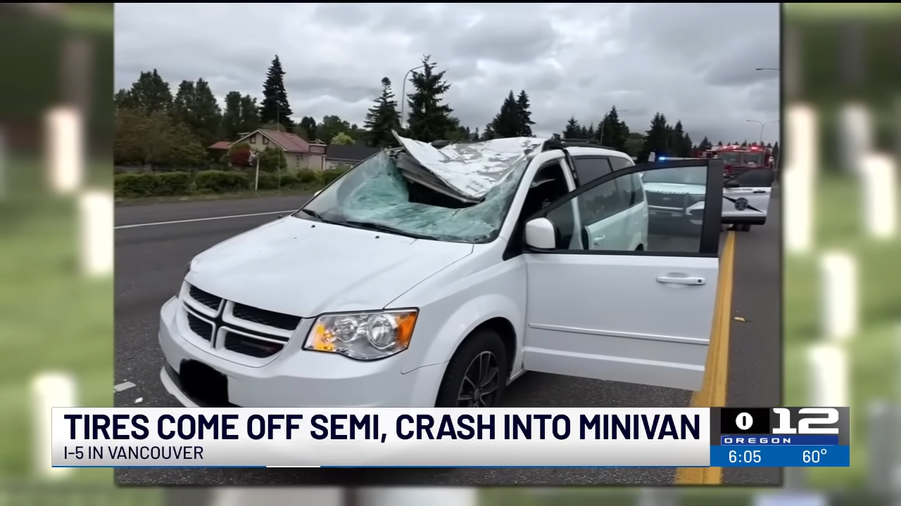 minivan crushed semi-truck