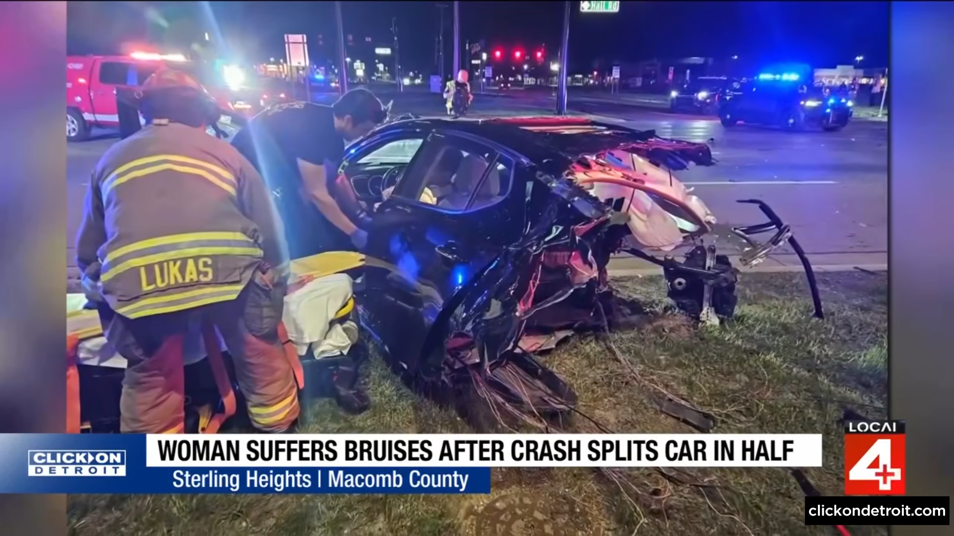 woman survives car splitting in half