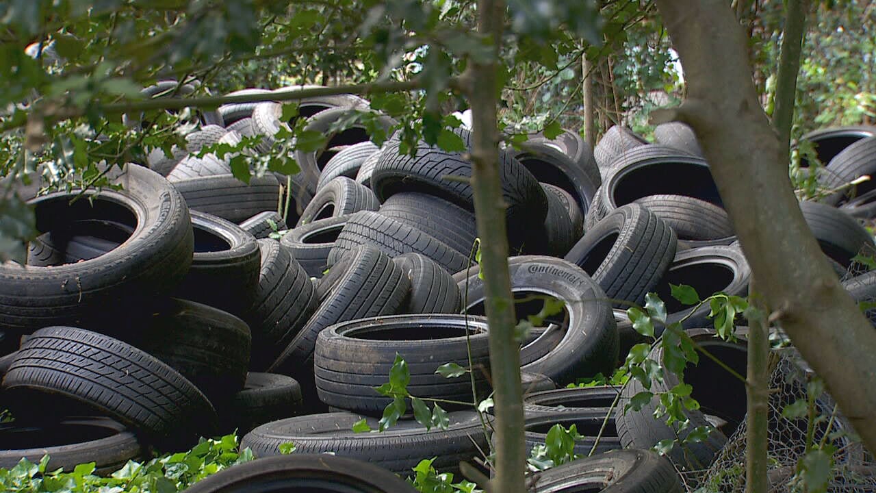 Someone dumps hundreds of tires on his Portland property