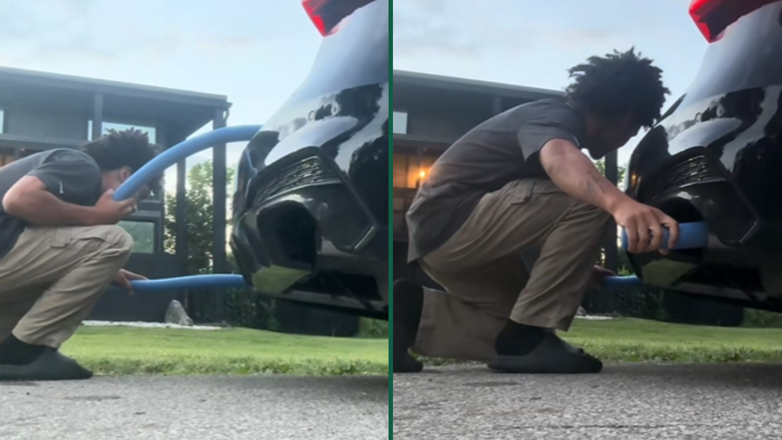 Audi Driver Uses Pool Noodles to Silence Early Morning Cold Starts