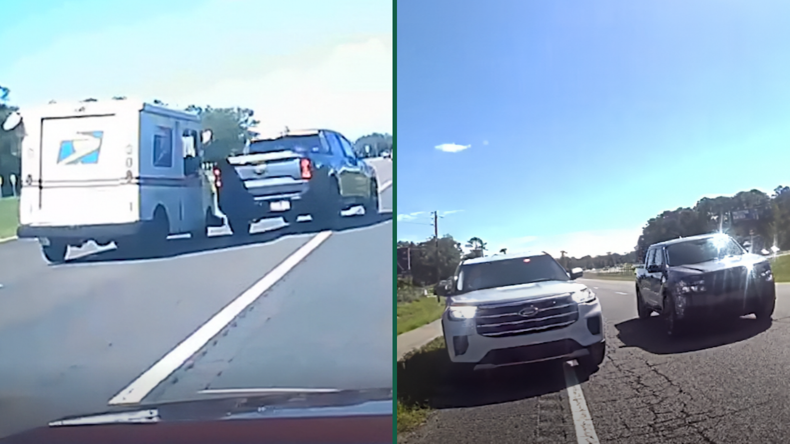 Driver Who Ignored Move Over Law Nearly Strikes Florida Deputy Before Crashing Into USPS Truck