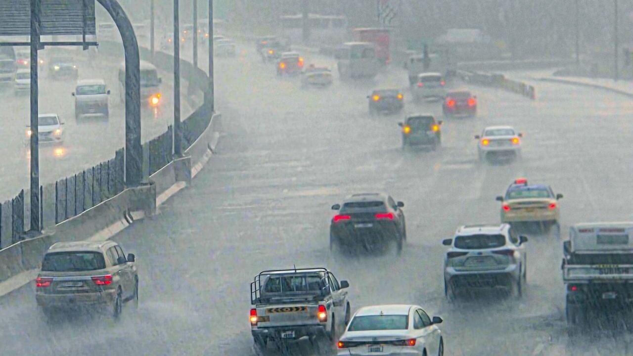 Highway rain tesla