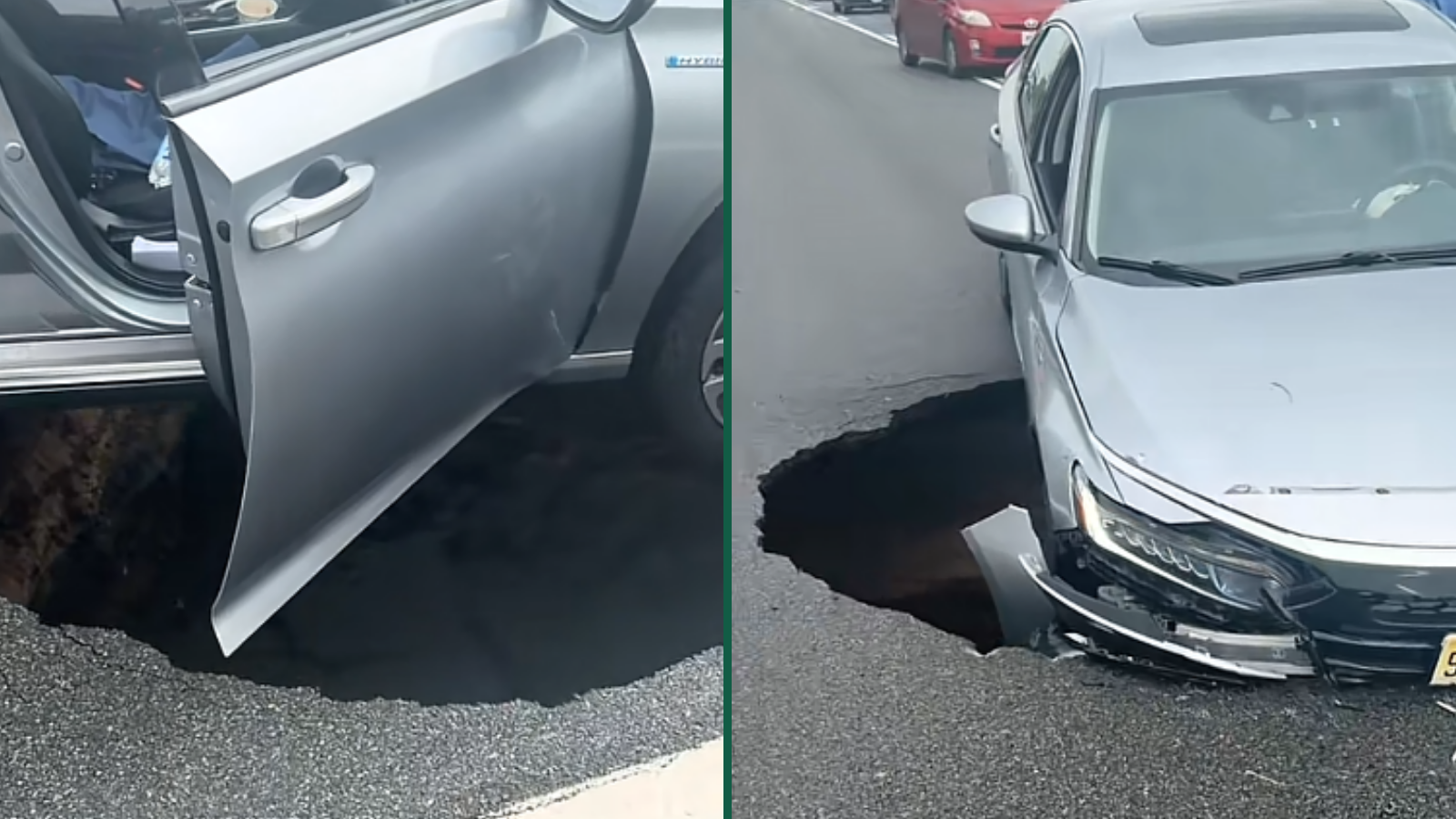 Long Island Driver Gets the Worst Surprise Possible When Car Falls Into Sinkhole