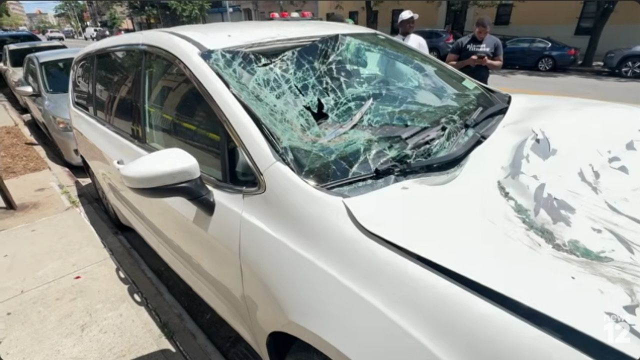 A car swerves, smashes, and flips an SUV.
