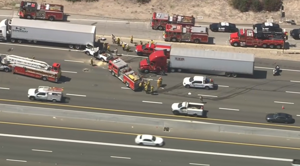truck crashes on highway