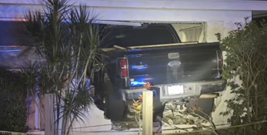 truck flies into bedroom window