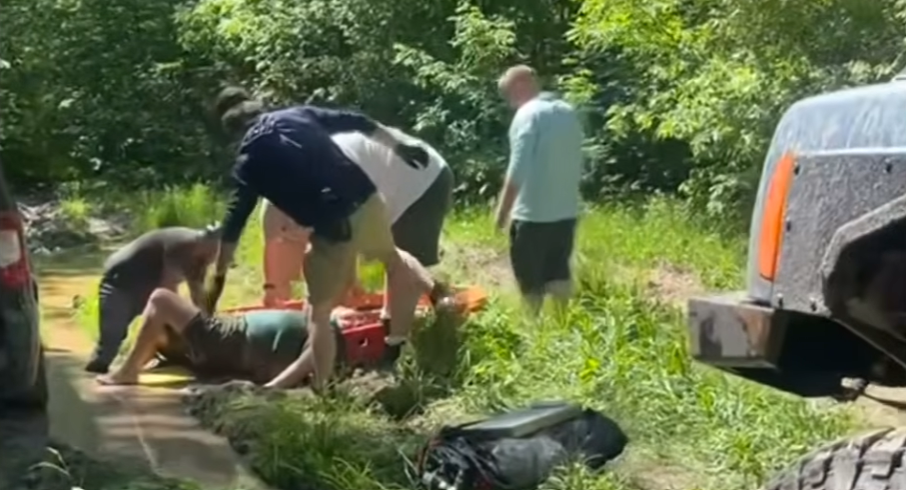 woman stuck in mud