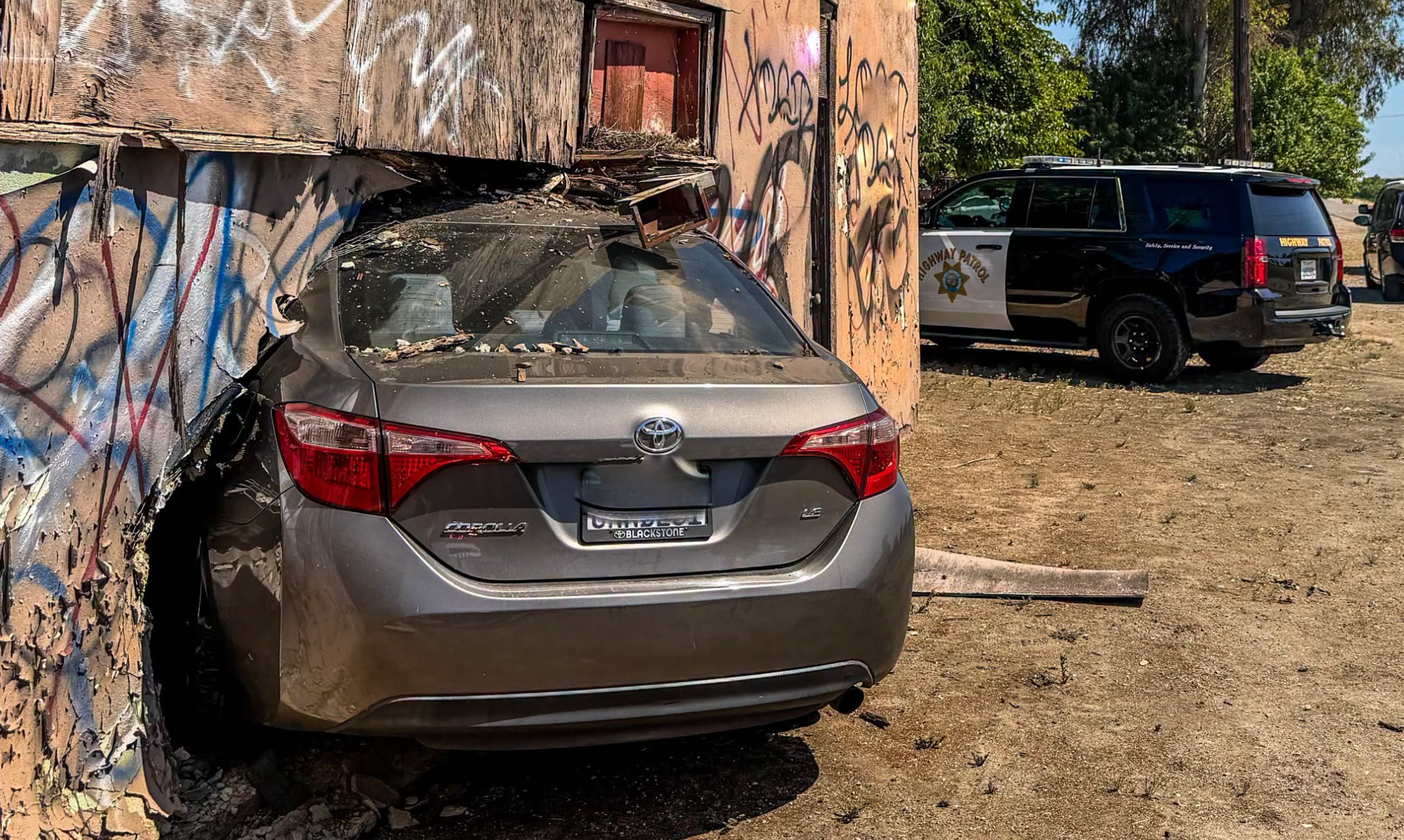 crash car into building