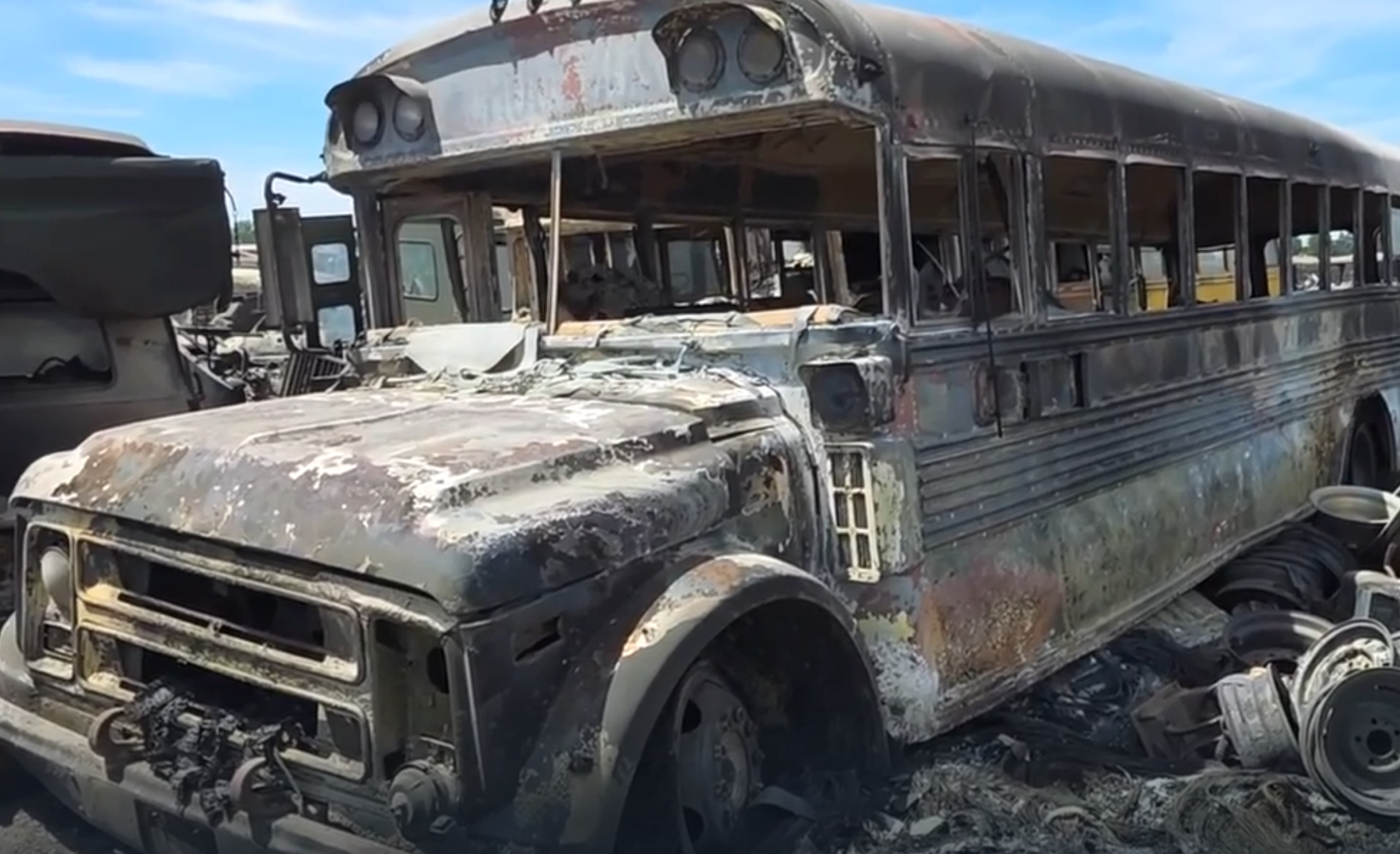 bus in scrapyard