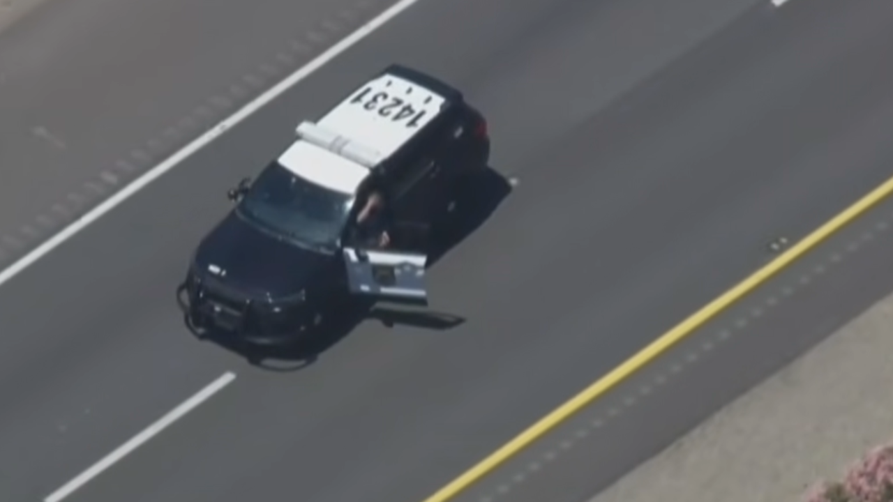 man in stolen police SUV