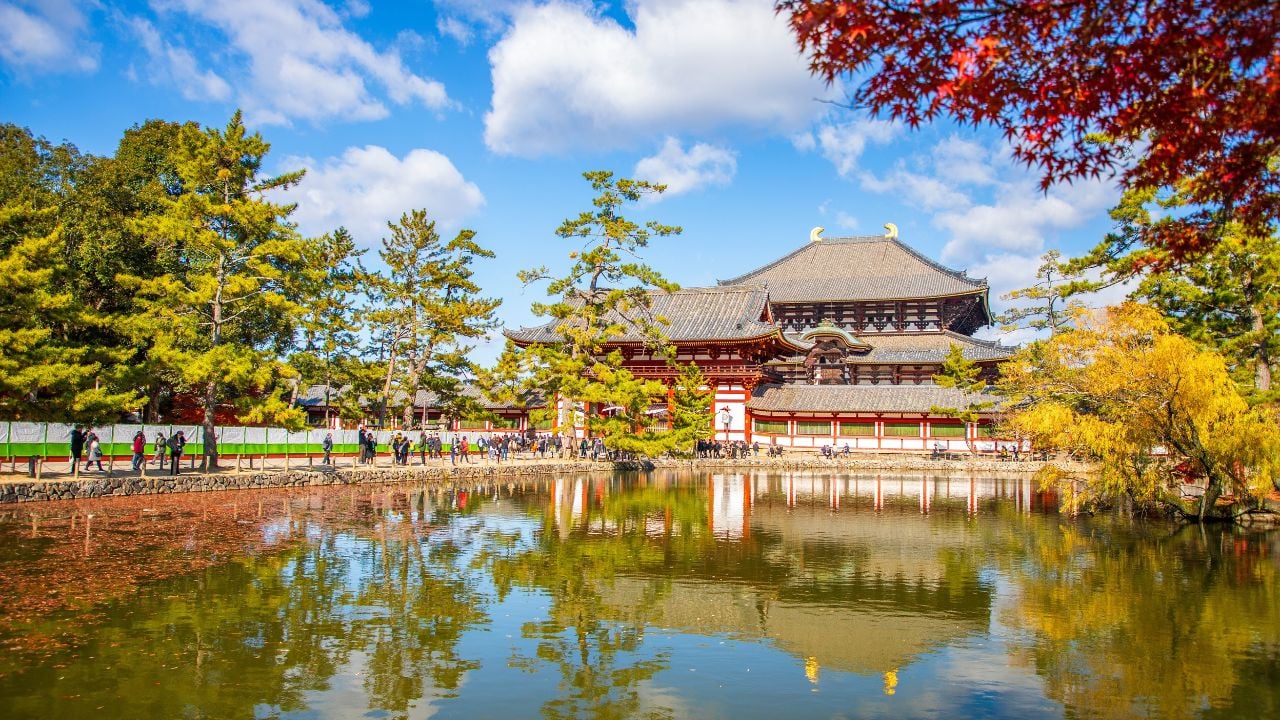 Nara, Japan - December 8, 2024:Todaiji Temple is located in Nara Prefecture, Japan. The Great Buddha statue designated as a national treasure, and the world's largest wooden structure.