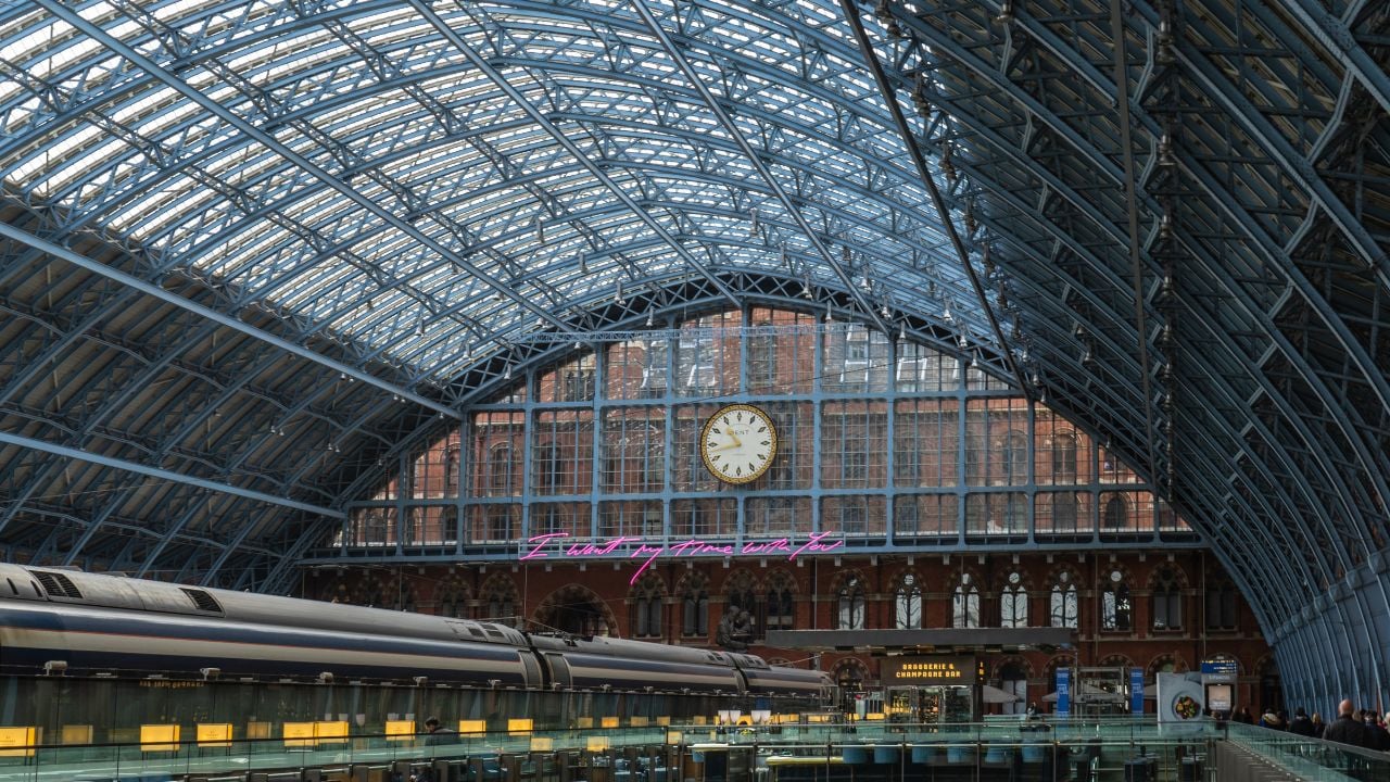 London, UK - May 5, 2019 - St Pancras International railway station in central London