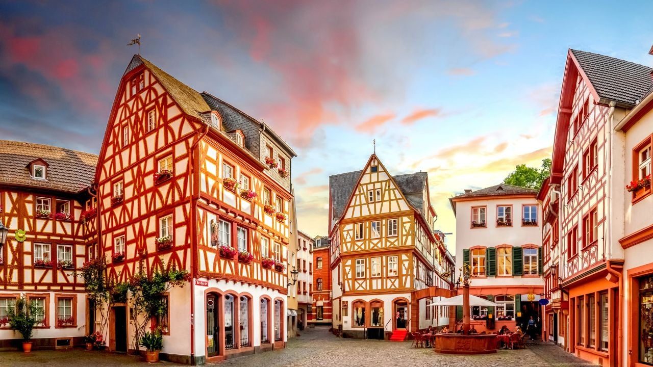 Old town architecture in Mainz, Germany