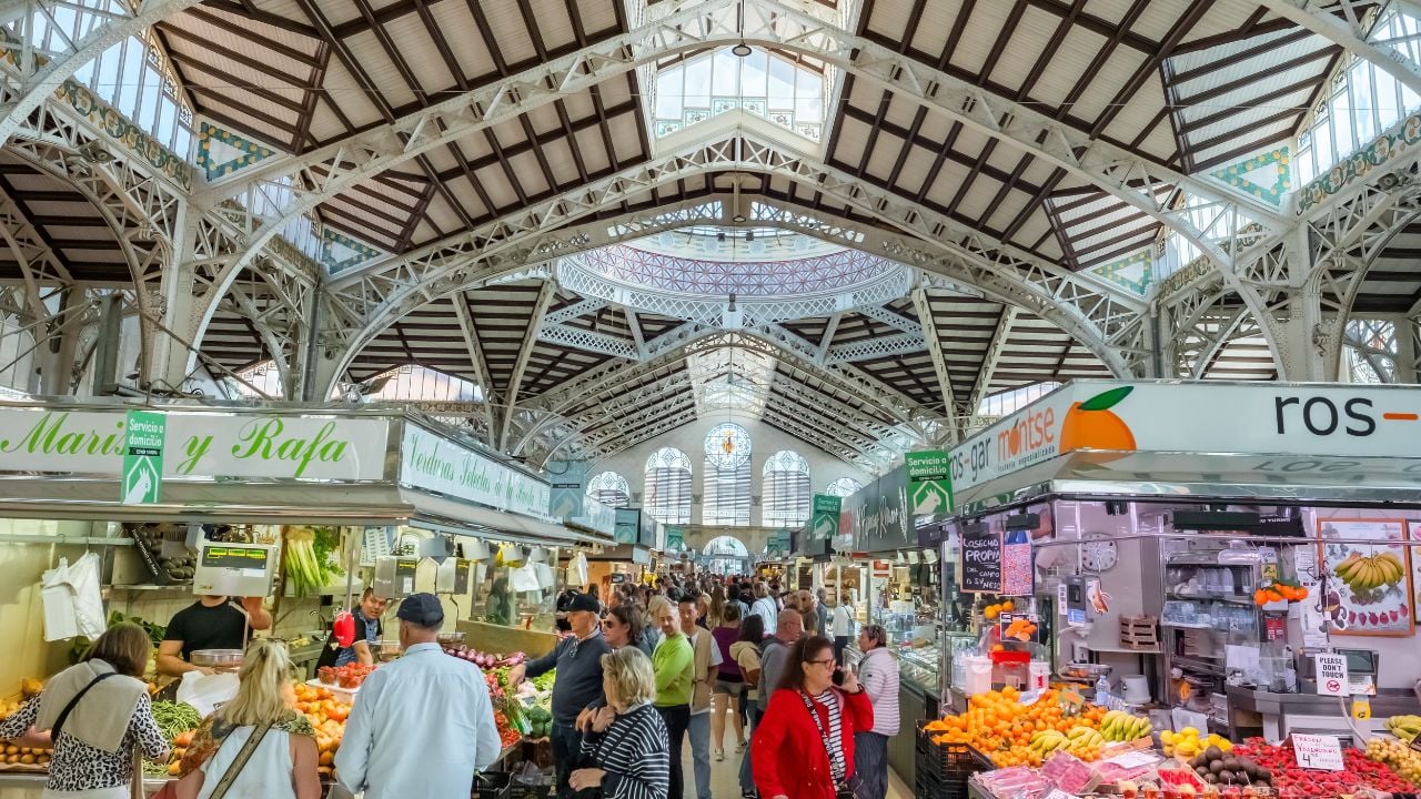 Interior of the Central Market of Valencia in Spain