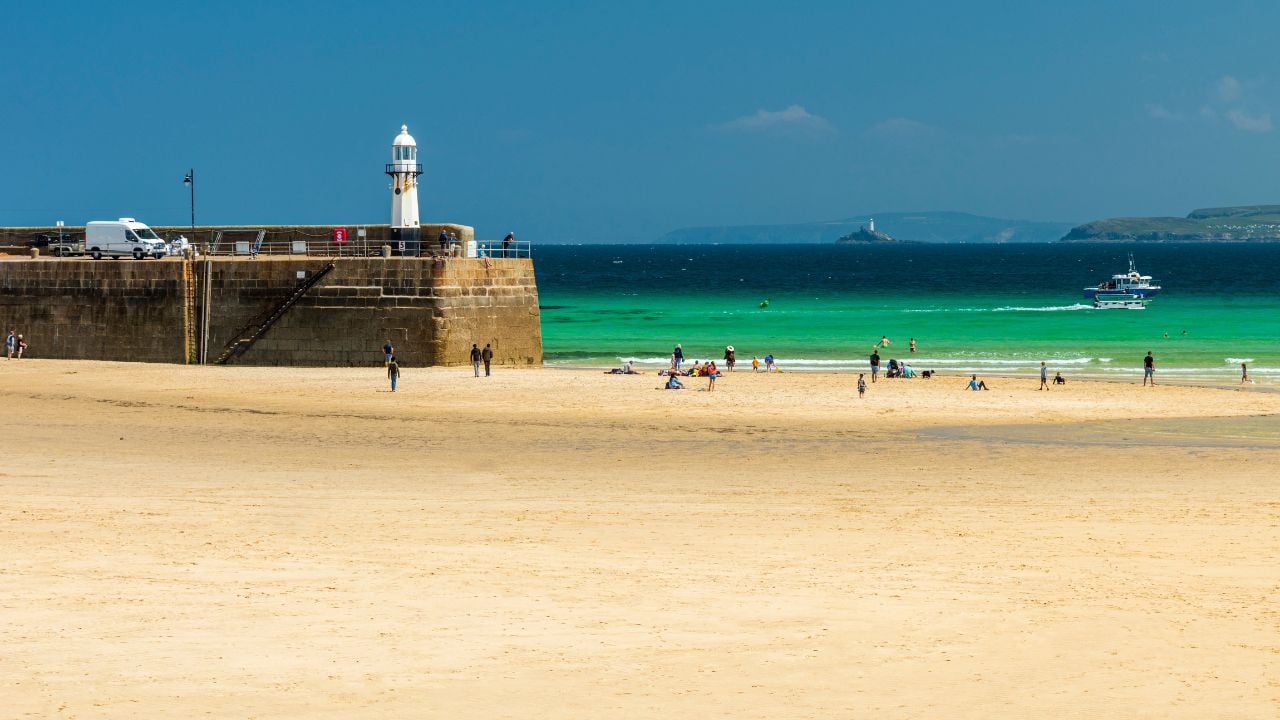 Beach and seaside houses in Cornwall, England