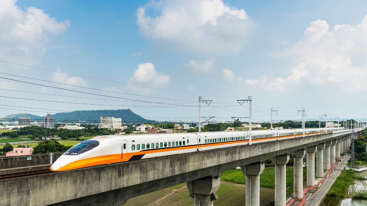 High-speed train passing through Taichung, Taiwan
