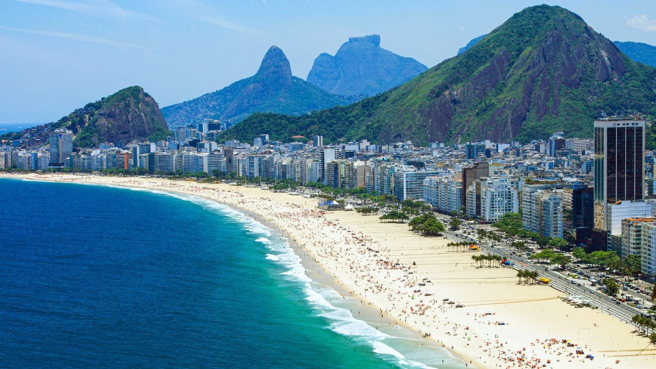 Copacabana beach in Rio de Janeiro, Brazil. Copacabana beach is the most famous beach of Rio de Janeiro, Brazil