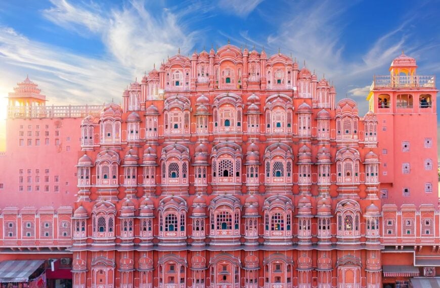 Pink palace Hawa Mahal, Jaipur, India, beautiful sunset view