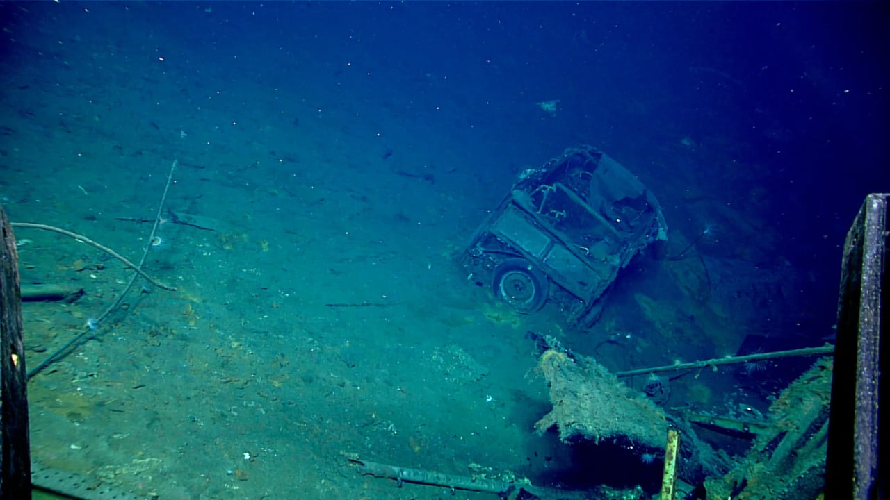 1941 Ford Super Deluxe Woody on ocean floor