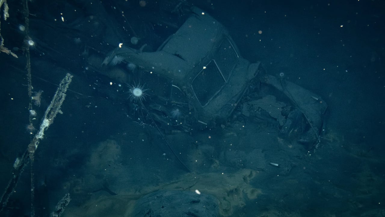 1941 Ford Super Deluxe Woody on ocean floor