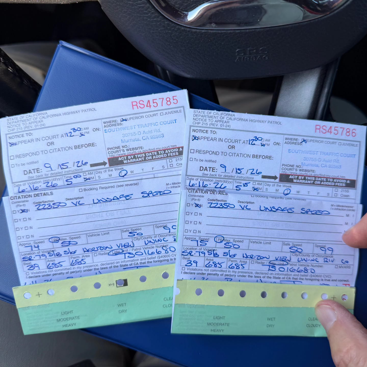 father and son speeding tickets
