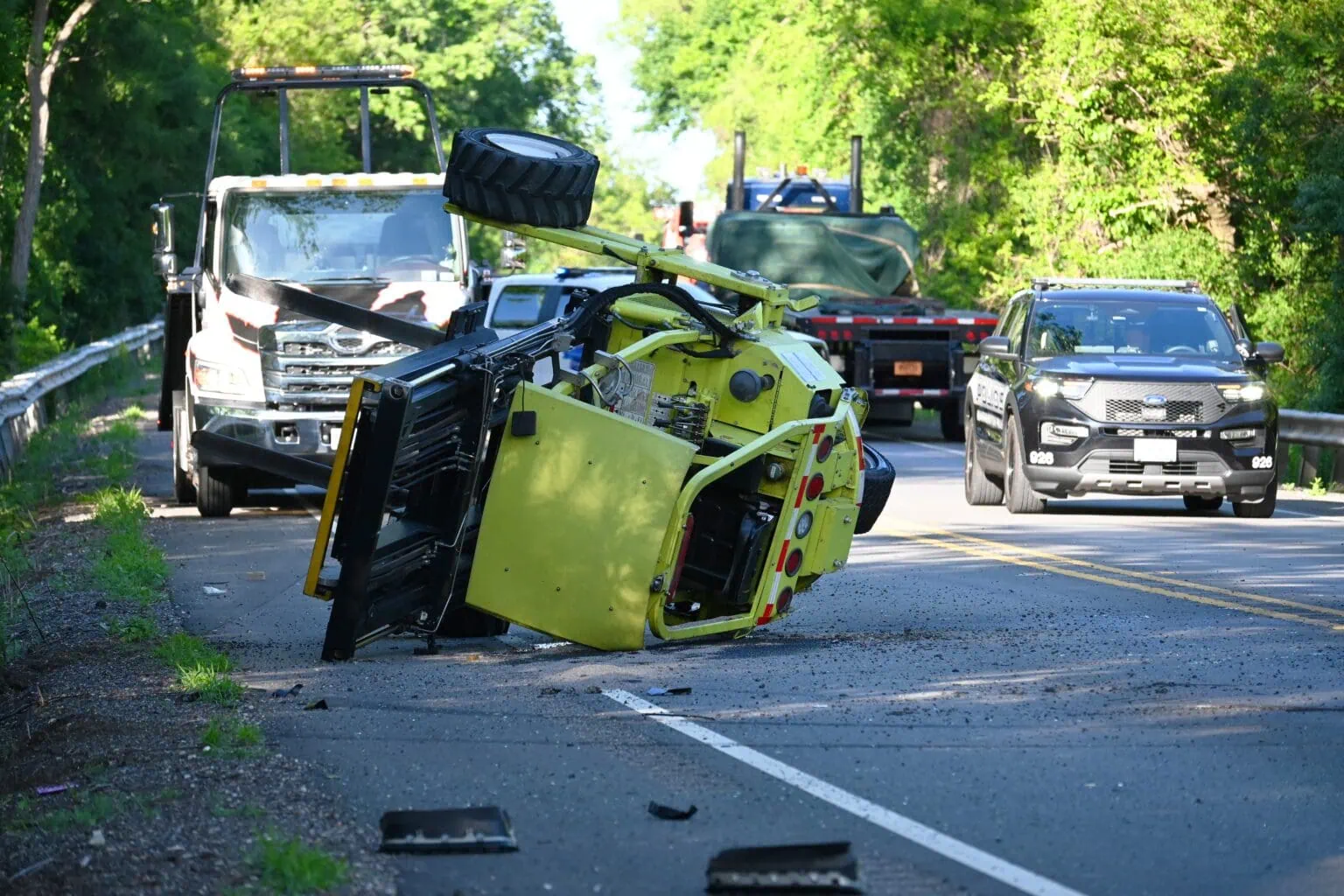 forklift crash shuts down road