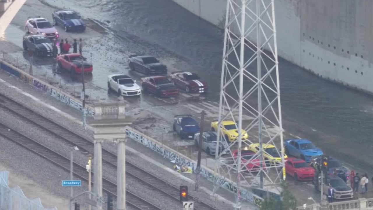 Dozens of sports cars towed from LA River in Cypress Park