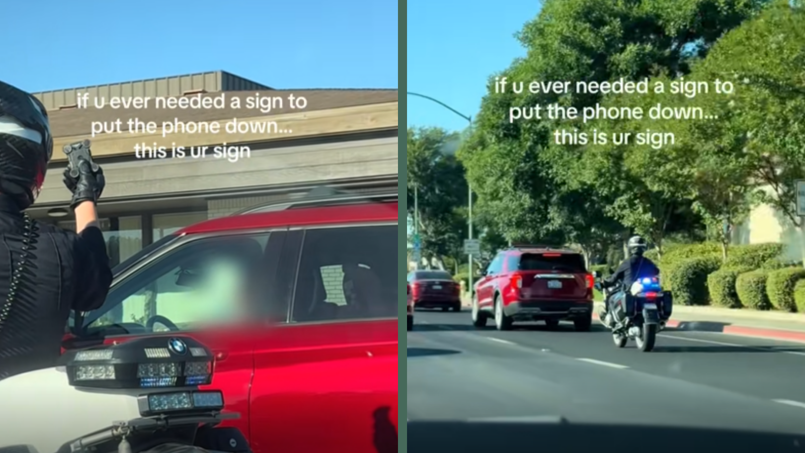 Driver Was So Distracted She Didn't Notice the Cop Right Beside Her