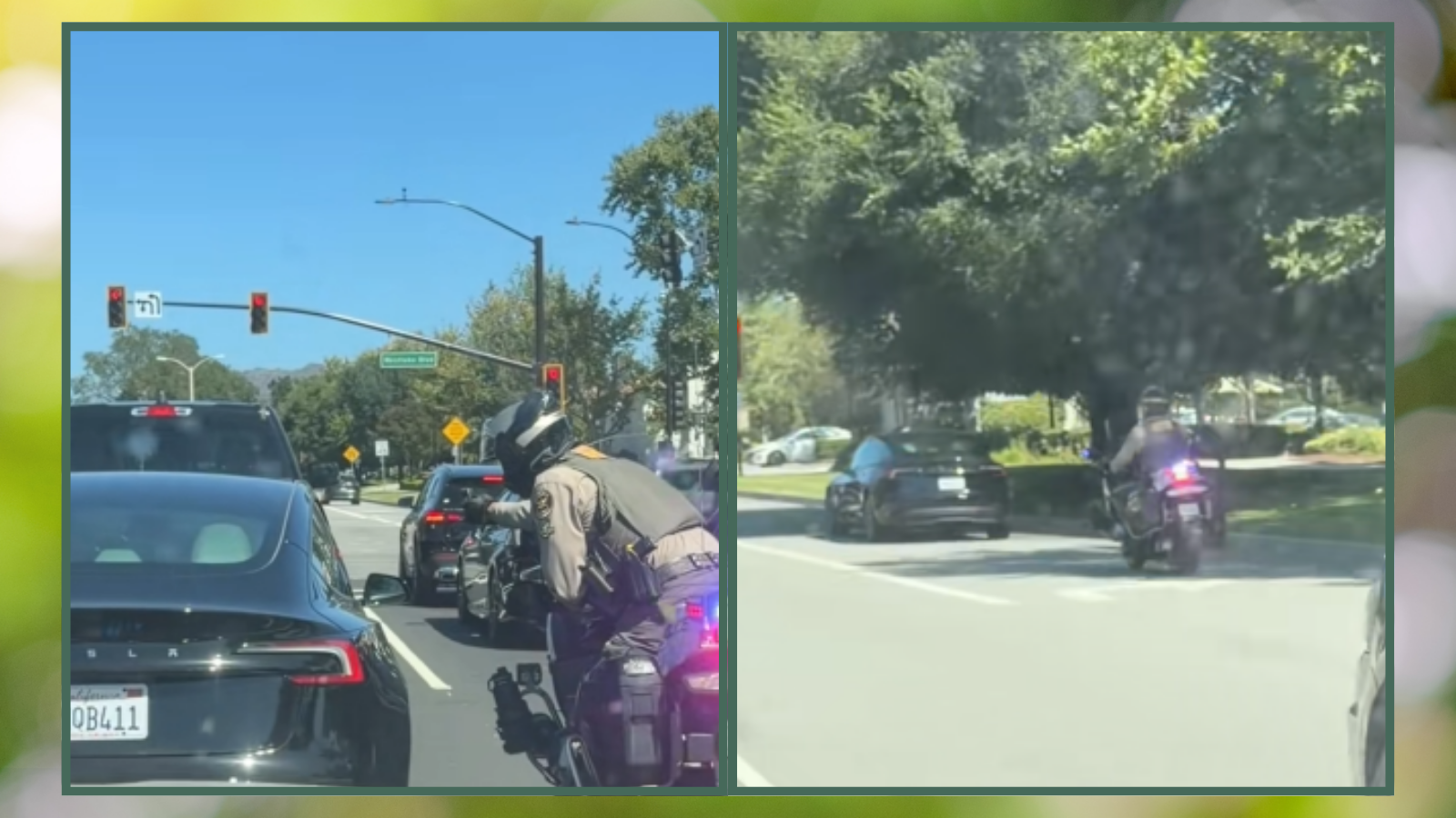 Motorcycle Cop Pulls a Sneaky Move After Catching Tesla Driver Distracted Behind the Wheel