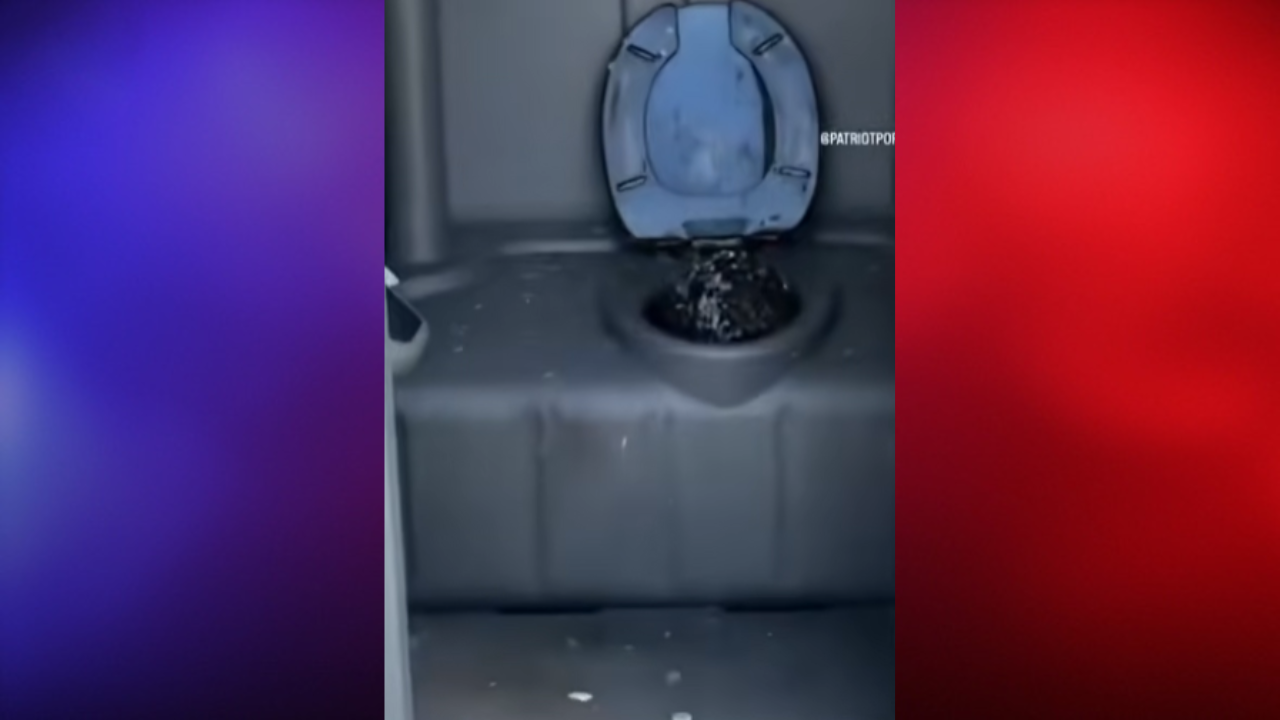 man stuck in porta potty