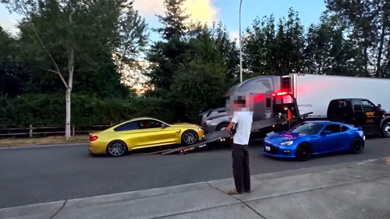 cars towed from takeover