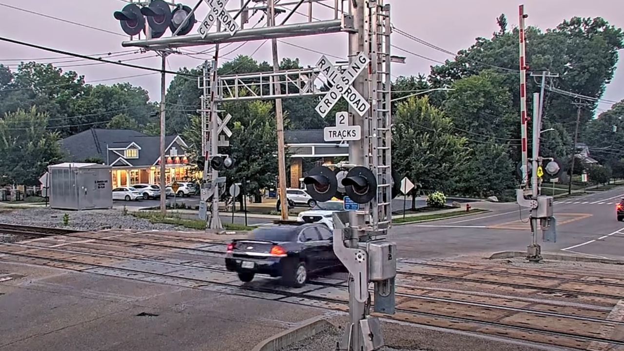 car flies over tracks and gets pulled over