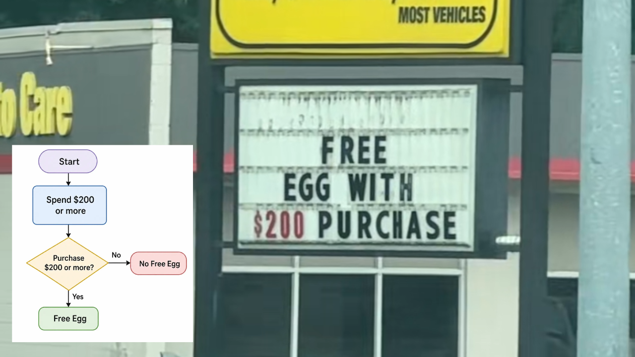 free egg sign confuses drivers