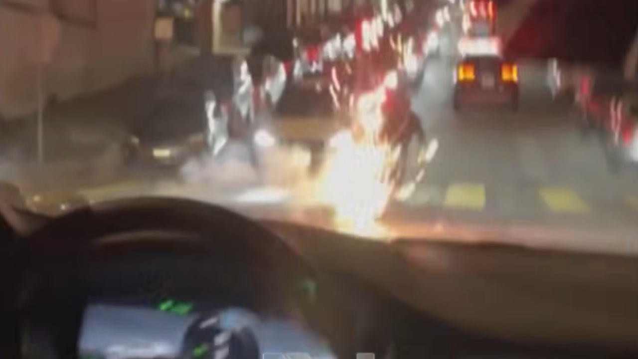 waymo runs over fire work