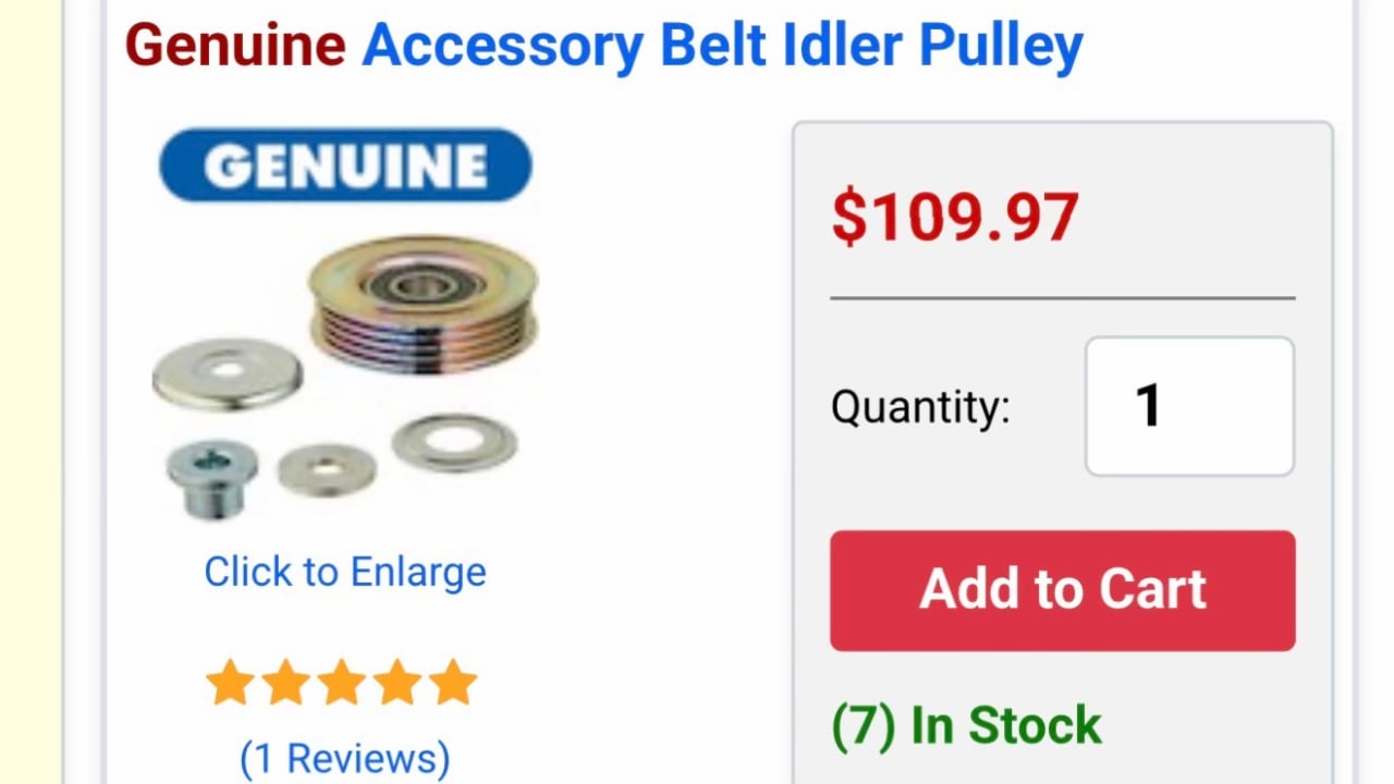 1999 Honda Civic Drive Belt Idler Pulley