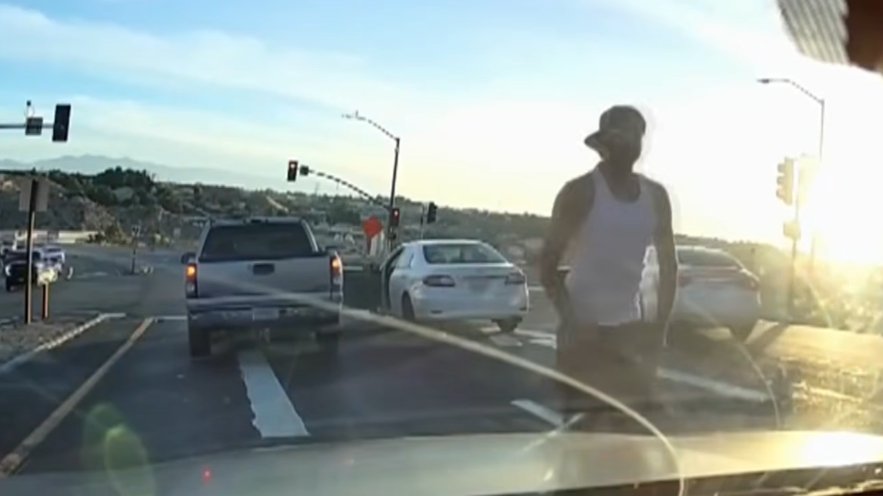 man bashes family car