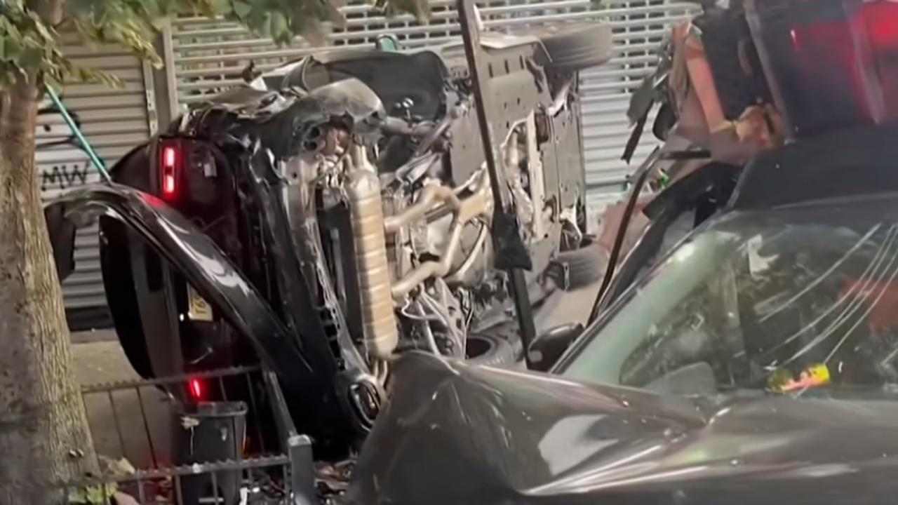 corvette crash flying pedestrian
