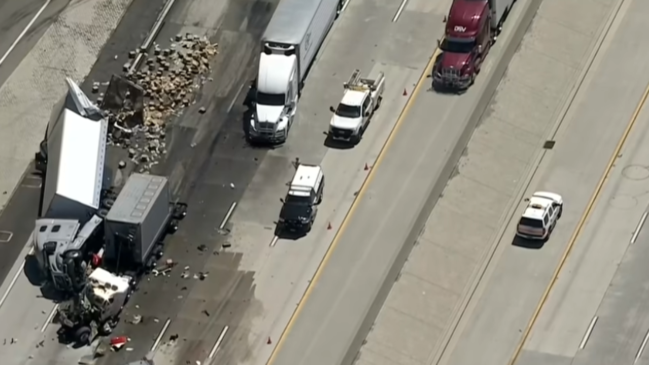 big rig crash on LA highway