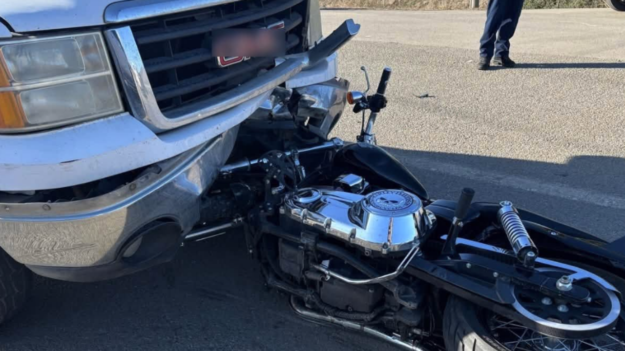 motorcycle truck crash CHP