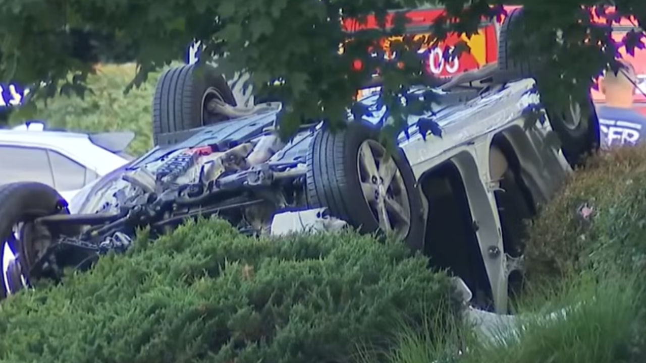 car flipped after stolen
