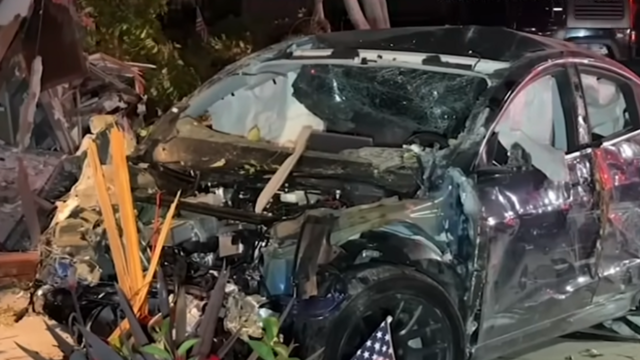 tesla hits multiple houses
