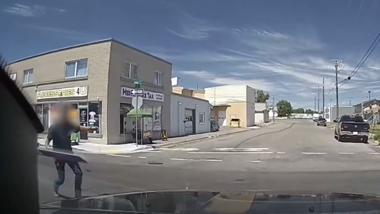 police almost hit motorcycle