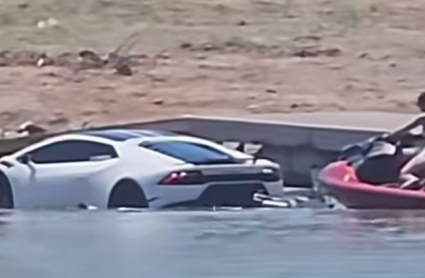 Man Drives His Lambo Into A Lake — How Else Could He Drop Off The Jet Ski?