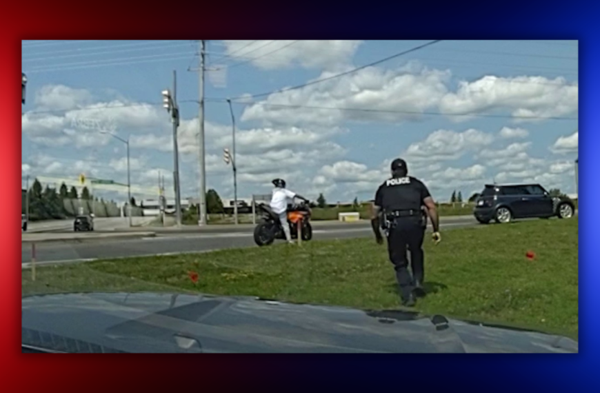 Fleeing Motorcyclist Stops on Shoulder, Gets Tackled Off Bike by York Regional Police