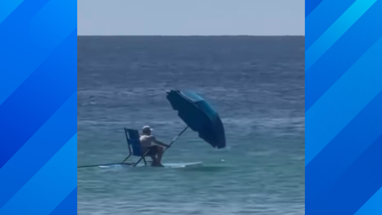 Florida man uses umbrella to sail